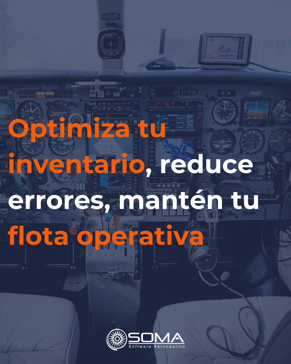 somasoftware's tweet photo. Reducir errores en la gestión de inventario aeronáutico no solo mejora la eficiencia en tierra, sino que también mantiene tu flota en el aire con seguridad. 
Descubre cómo mejorar la precisión y evitar fallos operacionales en nuestro blog.
➡️ Lee más aquí: https://t.co/sniHcaTDNj https://t.co/L9S1SvBgDf