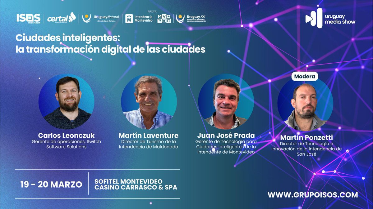 Hoy en #UruguayMediaShow, nuestro gerente Juan Prada compartió la experiencia de la <a href="/montevideoIM/">Intendencia de MVD</a> en la transformación digital de las ciudades, destacando innovación, conectividad y tecnología al servicio de la ciudadanía.
