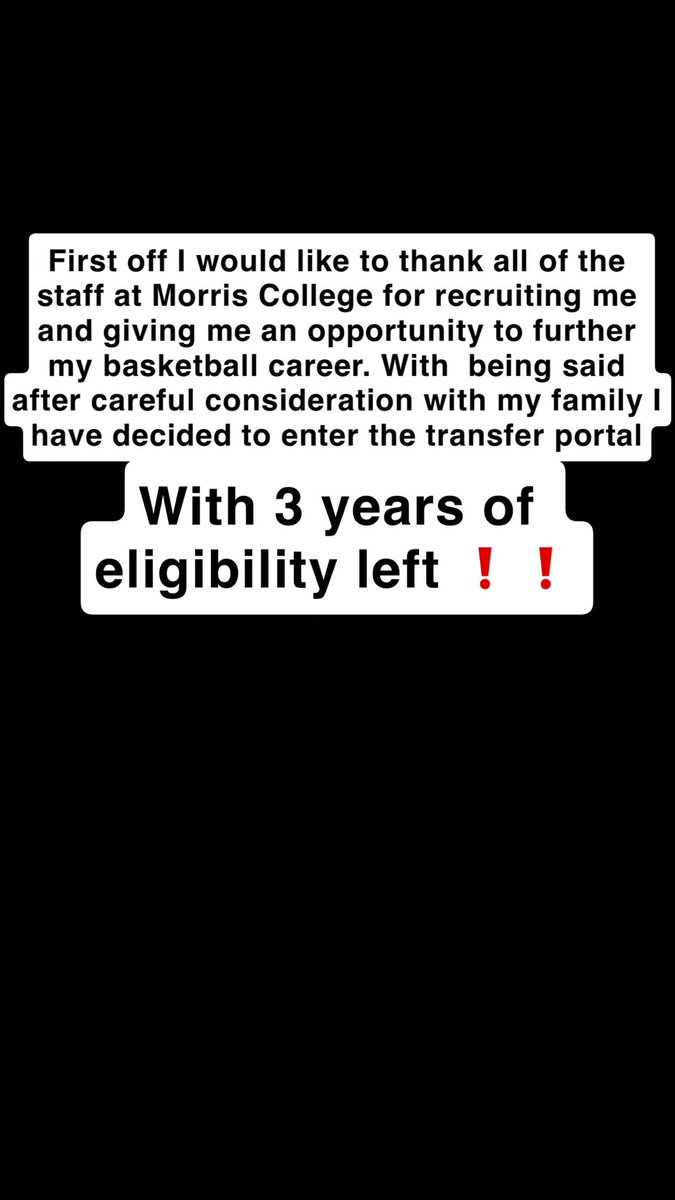 Thank you to all my teammates and the Morris College recruiting staff.