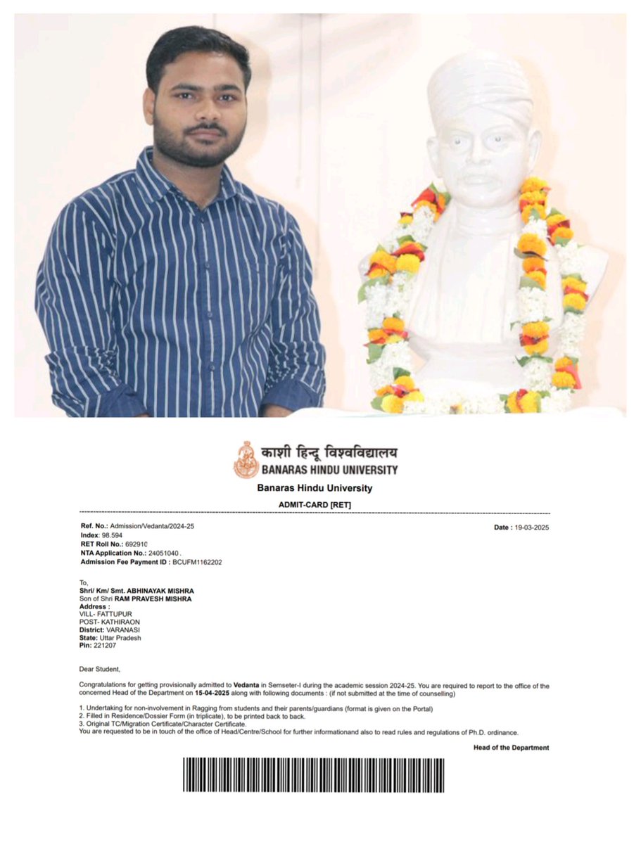 Abhinayak Mishra (@mishraabhinayak) on Twitter photo विद्या के पावन पथ पर एक अकिञ्चन की सन्यासपूर्ण यात्रा का आज एक नवीन सोपान प्रारम्भ हुआ है।<a href="/bhupro/">BHU Official</a> के वैदिक दर्शन विभाग में #PhD में प्रवेश का सौभाग्य प्राप्त हुआ है, जो मेरे लिए न केवल एक उपलब्धि, अपितु गुरुजनों, माता-पिता के आशीर्वाद और मित्रों के सहयोग का परिणाम है। विद्या के पावन पथ पर एक अकिञ्चन की सन्यासपूर्ण यात्रा का आज एक नवीन सोपान प्रारम्भ हुआ है।<a href="/bhupro/">BHU Official</a> के वैदिक दर्शन विभाग में #PhD में प्रवेश का सौभाग्य प्राप्त हुआ है, जो मेरे लिए न केवल एक उपलब्धि, अपितु गुरुजनों, माता-पिता के आशीर्वाद और मित्रों के सहयोग का परिणाम है।