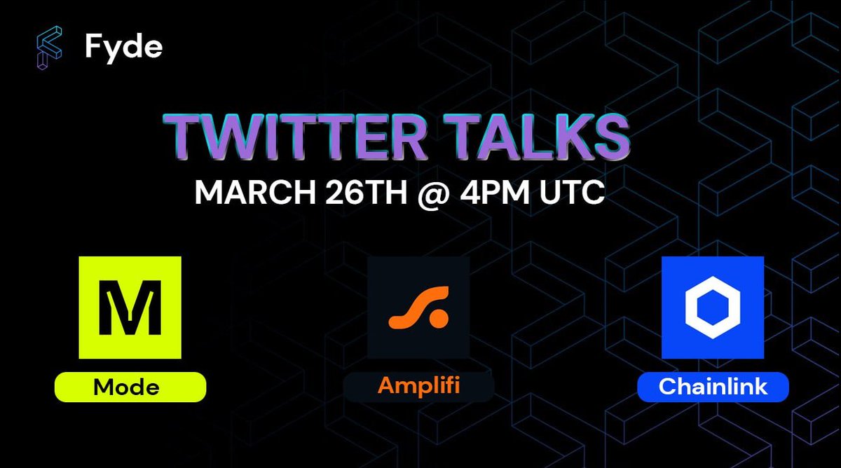 Join us for a deep dive into the evolution of DeFAI with <a href="/chainlink/">Chainlink</a>, <a href="/modenetwork/">Mode 🟡</a>, and <a href="/Amplifi_Fi/">Amplifi</a>, breaking down the infrastructure shaping the future of crypto.

Don’t miss this discussion. Will be a good one. 🔥

📅  March 26th @ 4PM UTC
📍 x.com/i/spaces/1RDxl…