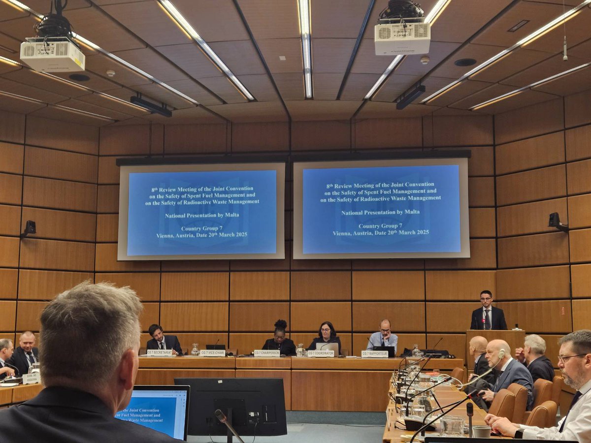 MaltaEmbVienna's tweet image. 🇲🇹 #RPC presented its national report during the @iaeaorg 8th review mtg of CPs to the Joint Convention on the Safety of Spent Fuel Management &amp;amp; on the Safety of Radioactive Waste Management. 
🙏to our regulators for their work and commitment.
@natmeli @DeputyPMIanBorg @MFTMalta