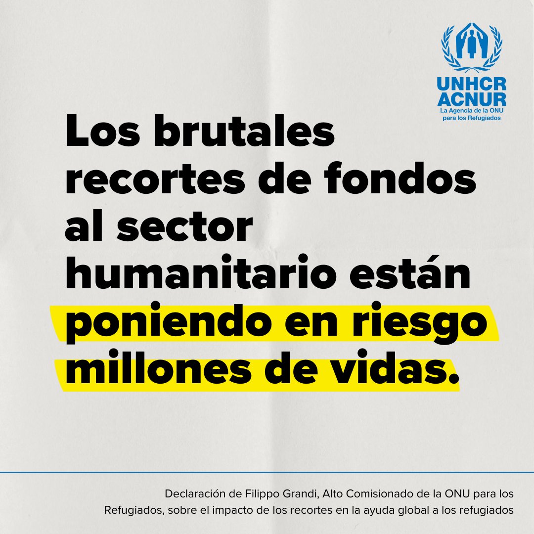 Ahora es el momento de la solidaridad, no de la retirada.

El Alto Comisionado de la ONU para los Refugiados @filippograndi sobre el impacto de los recortes de la ayuda mundial a los refugiados: bit.ly/41Ey5KV