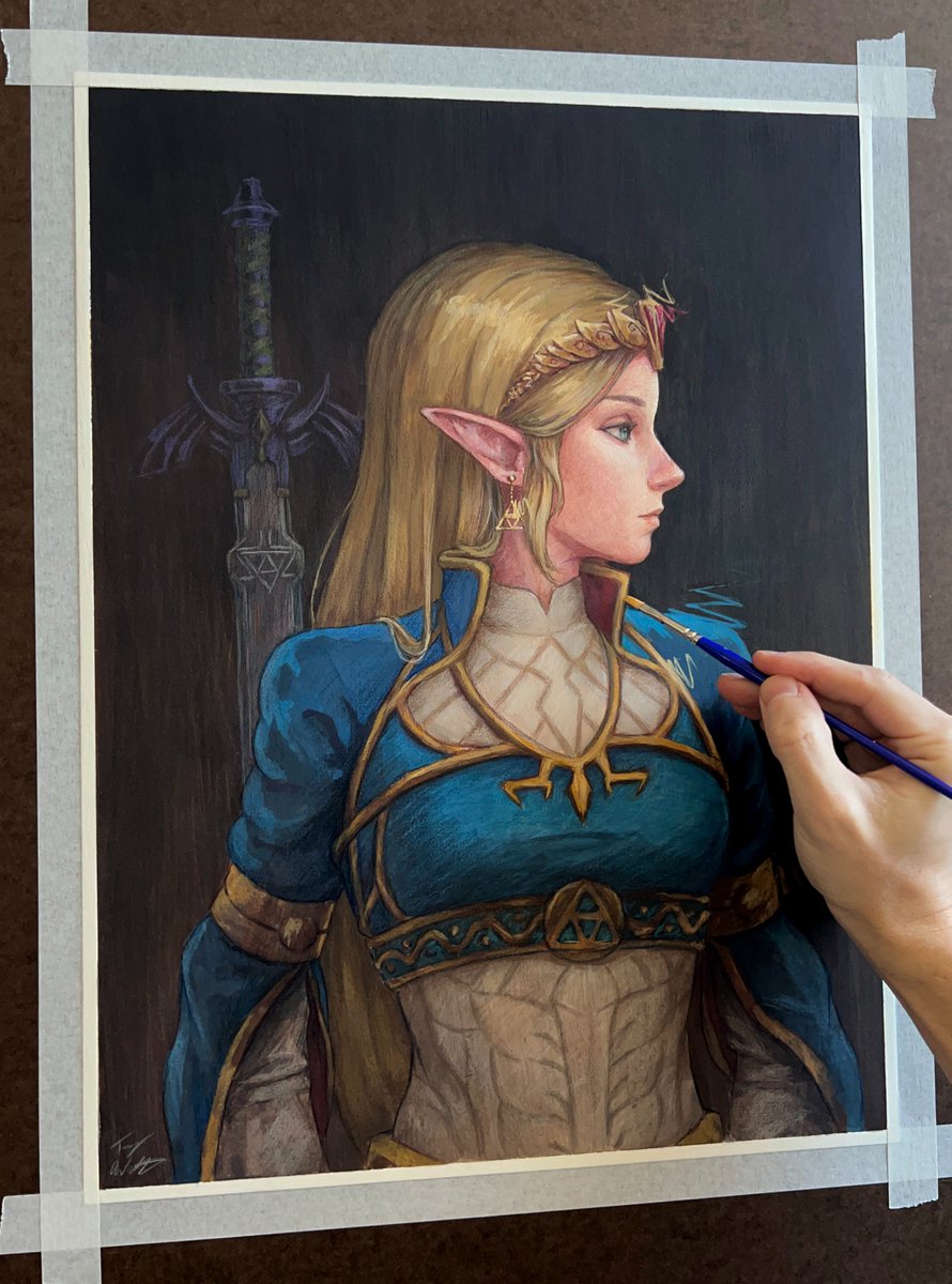 TommyW_Art's tweet image. Finished Royal Zelda Painting