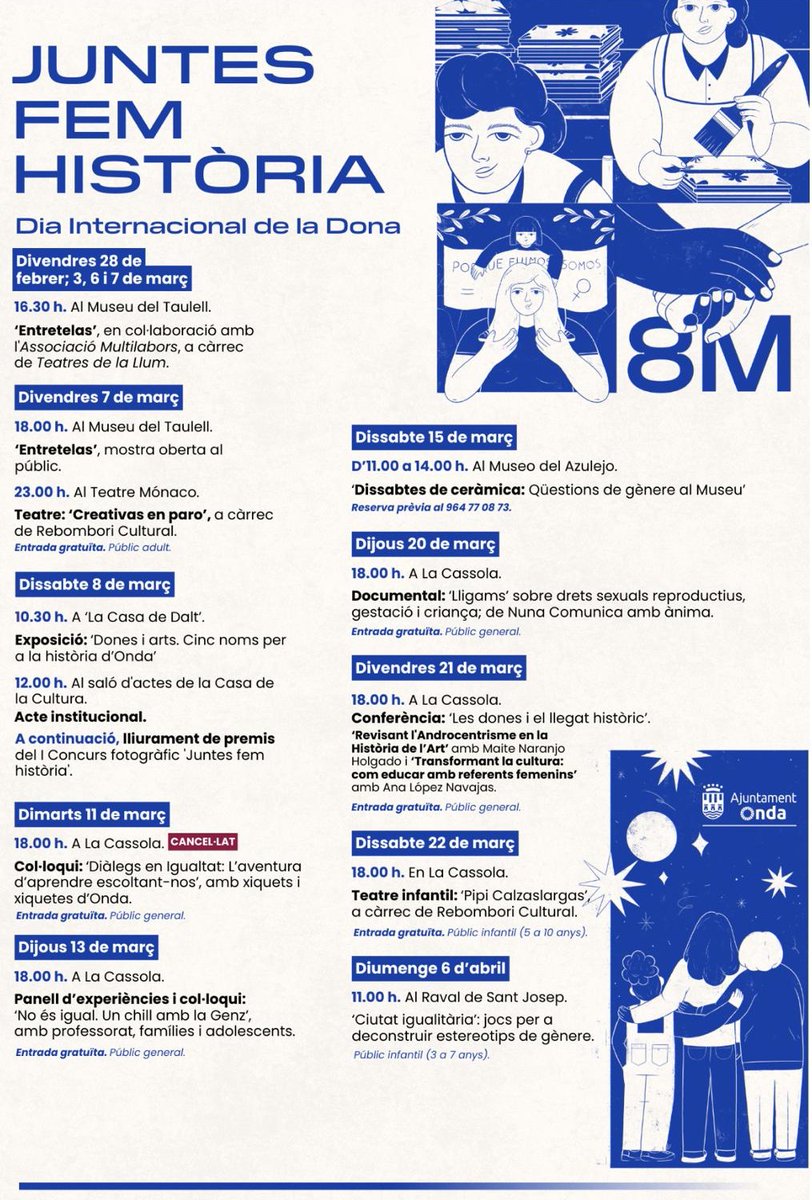 Women's Legacy - Erasmus+ Project (@womenslegacyeu) on Twitter photo Vos esperem divendres 21 de març, a les 18h, en la Sala La Cassola d'Onda per a la xerrada "Transformant la cultura: com educar amb referents femenins", impartida per Ana López-Navajas 🗓️
Gràcies a <a href="/OndaAjuntament/">Ajuntament d'Onda</a> per comptar amb #WomensLegacy en la programació arran del #8M! 💜 Vos esperem divendres 21 de març, a les 18h, en la Sala La Cassola d'Onda per a la xerrada "Transformant la cultura: com educar amb referents femenins", impartida per Ana López-Navajas 🗓️
Gràcies a <a href="/OndaAjuntament/">Ajuntament d'Onda</a> per comptar amb #WomensLegacy en la programació arran del #8M! 💜