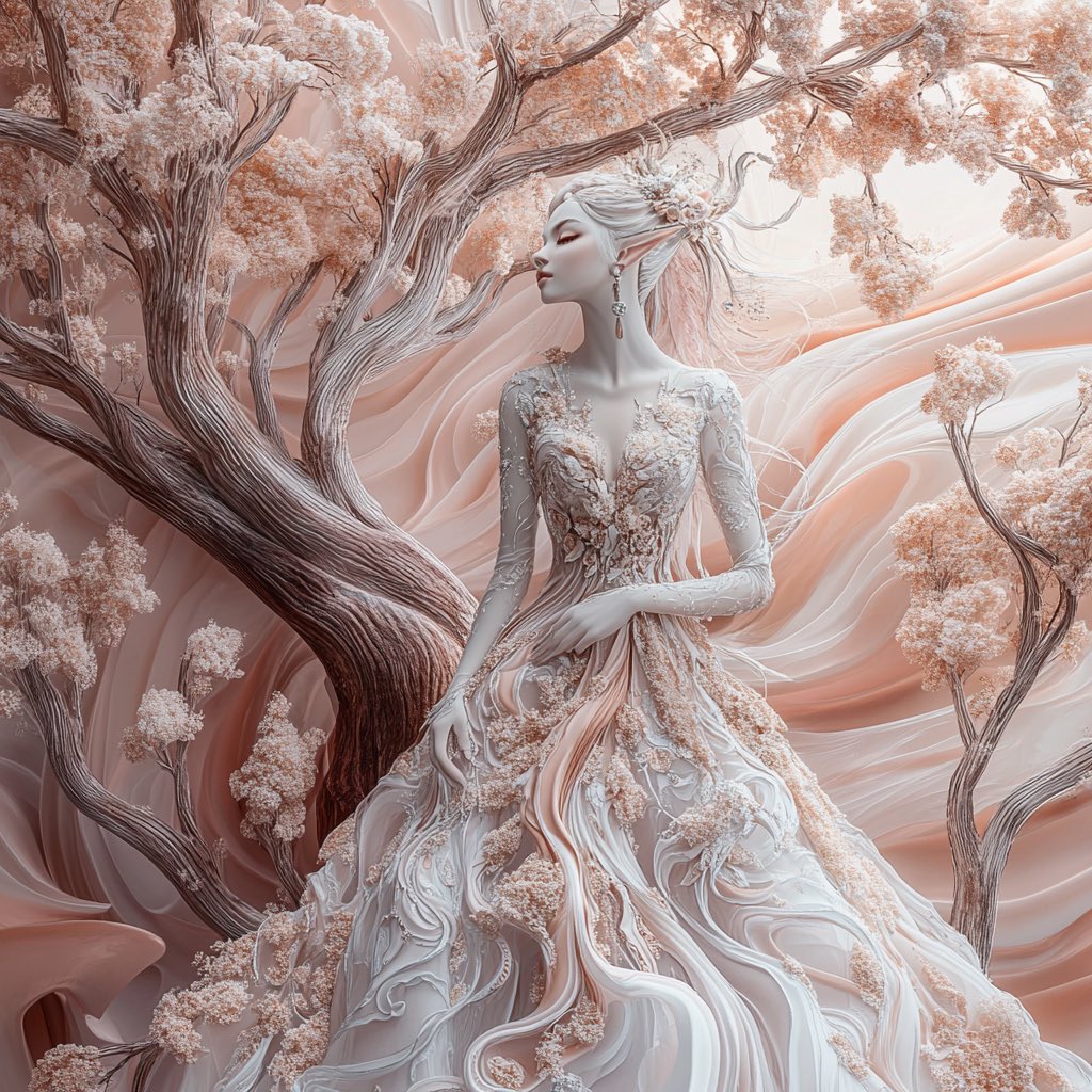 joyvelaio's tweet photo. 🌸✨ Stepping into a fairy tale realm where elegance meets enchantment! This ethereal gown and the blooming cherry blossoms make me feel like a forest queen. 🌳👑 What’s your favorite way to embrace your inner magic? #FantasyVibes #EtherealBeauty #CherryBlossomDreams #EnchantedForest #FairyTaleMoment