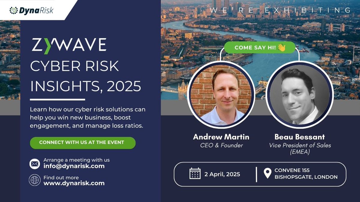 We’re excited to be exhibiting at the Zywave 2025 Cyber Risk Insights Conference in London!

We hope to see you there! 👋

#CyberRisk #CyberInsurance #Insurtech