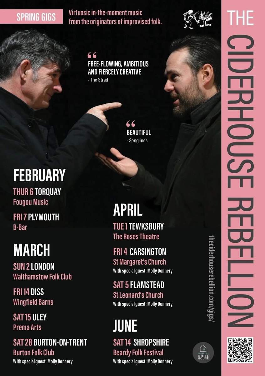 Our next guests are The Ciderhouse Rebellion with Molly Donnery on Friday 28th March tickets from tickets@burtonfolkclub.org.uk 
<a href="/CiderhouseReb/">The Ciderhouse Rebellion</a> 
<a href="/frtheWhiteHouse/">From The Whitehouse</a>