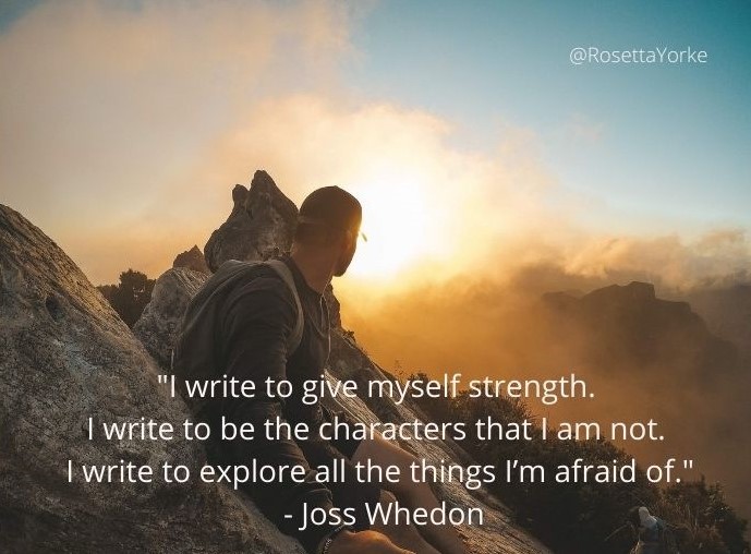 "I write to give myself strength. I write to be the characters that I am not. I write to explore all the things I’m afraid of.”
- Joss Whedon

You can do this, #turtlewriters! Good luck with your writing.🙂🐢🍀Take care &amp; stay safe!❤️((hugs))
#WritingCommunity #amwriting #writers