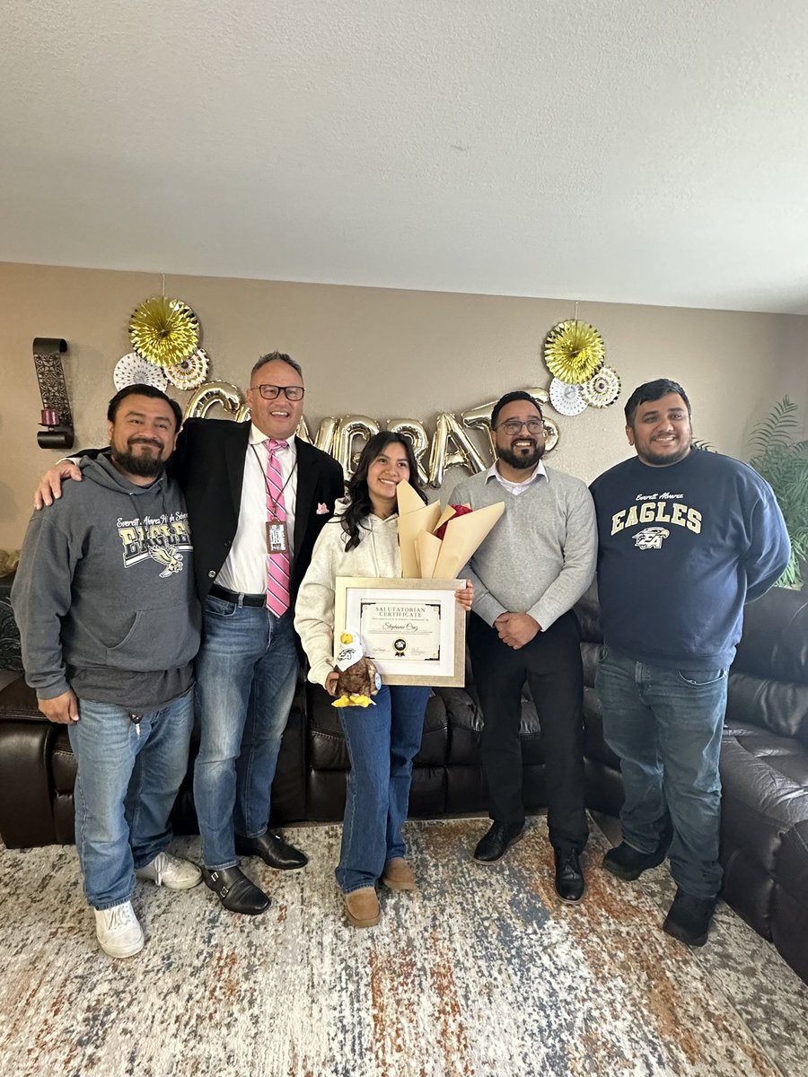 SUHSDofficial's tweet photo. The Everett Alvarez High School administration team went above and beyond to celebrate this year’s valedictorian and salutatorian with a special home visit. In front of their families, these outstanding students were officially informed of their achievement, making for an unforgettable moment.

This recognition is especially meaningful during Women’s History Month, as both honorees are making history and paving the way for future women!

With this level of care and dedication, it’s no surprise that the Eagle admin team is so highly respected by their community. Congratulations Samantha and Stephanie! Go eagles!