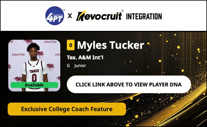 CBB Transfer Portal Spotlight

Myles Tucker
6'2" 175
Guard
Texas A&amp;M International 

2024-25 Stats (18 Games):
📊 4.0 PPG, 1.2 RPG, 0.7 APG, 0.5 SPG

Coach Exclusive Revocruit Player DNA:
🔗 applink.revocruitathlete.com/player/89968

#TP4PT #TransferPortal