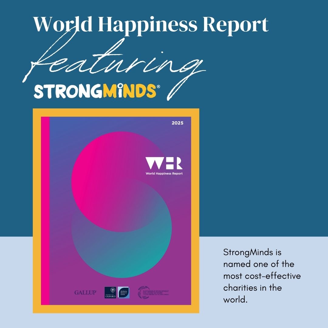 The World Happiness Report just named StrongMinds as one of the most effective charities in the world at increasing happiness. The report found that organizations like us are 100 times more cost-effective than others at improving wellbeing. Read more: shorturl.at/YoGfi