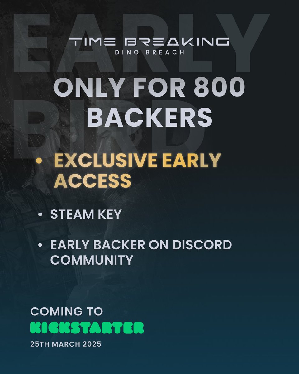 DigitalyArts's tweet image. Do you want to be among the first to enter the world of #TimeBreakingDinoBreach?🦖
The Early Bird offer grants you:
✅ Early access
✅ Guaranteed Steam Key at launch
✅ Exclusive access to our Discord to talk directly with the developers

KS LINK IN BIO #dinocrisis #dinocrisis2