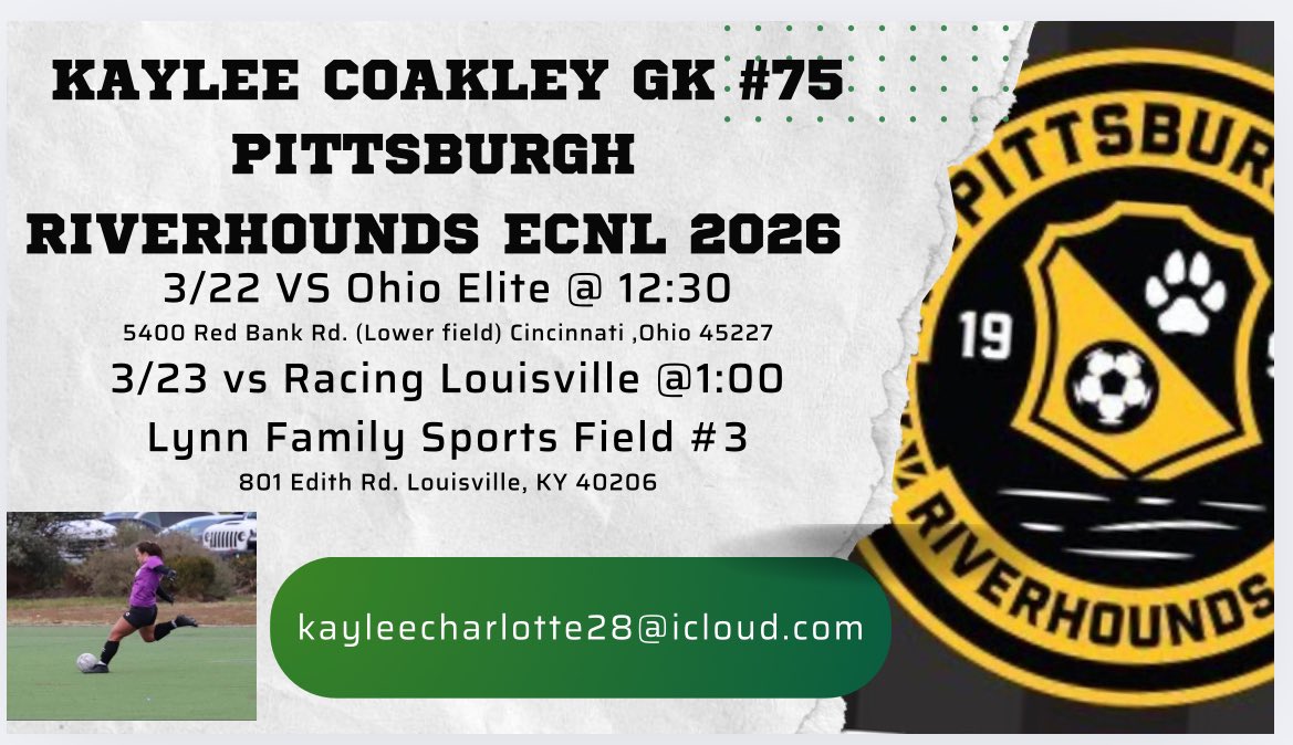 Back to Ohio Saturday &amp; then off to Kentucky Sunday! <a href="/ImYouthSoccer/">ECNL/GA/Recruiting/College Soccer</a> <a href="/ImCollegeSoccer/">College Soccer Truth ™</a> <a href="/SunilSportsNews/">Sports News By Sunil Sunder Raj</a> <a href="/GoMVB/">GoMVB Get Seen. Get Serious. Get to the Next Level</a> <a href="/ugkalliance/">@unitedgkalliance</a> <a href="/gkpittsburgh/">Erik Eisenhut</a> <a href="/TopPreps/">College Coach / College Scout / College Recruiter</a> <a href="/scan1ansports/">ꜱᴄᴀɴʟᴀɴ ꜱᴘᴏʀᴛꜱ™️</a> <a href="/nxt1sports/">NXT 1</a> <a href="/YAthletesF/">Young Athletes Fitness</a> <a href="/gatorjack72/">Girls In The Game</a> <a href="/Internespo/">Internespo - College Soccer</a> <a href="/HoundsAcademy/">The Riverhounds Academy</a> <a href="/CoastRecruits/">Coast 2 Coast Recruits</a> <a href="/ECNLOhioValley/">ECNL Ohio Valley Conference</a> <a href="/collegesoccercr/">College Soccer Creator</a> <a href="/ncsa/">NCSA College Recruiting</a>