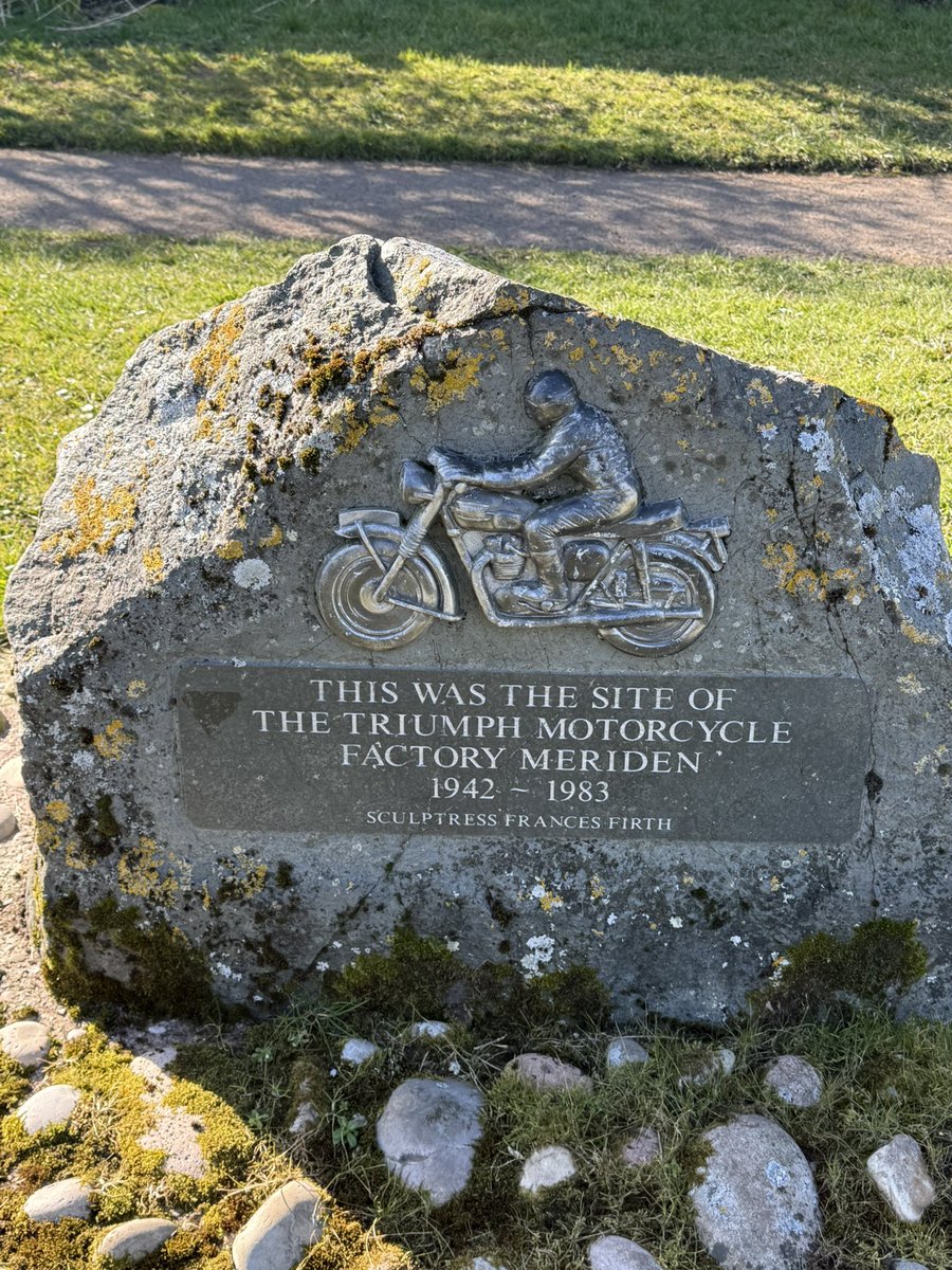 I went and found the small stone covered where the old Triumph Motorcycle Factory used to be located.  You need to keep your eyes open, blink and you will miss it.