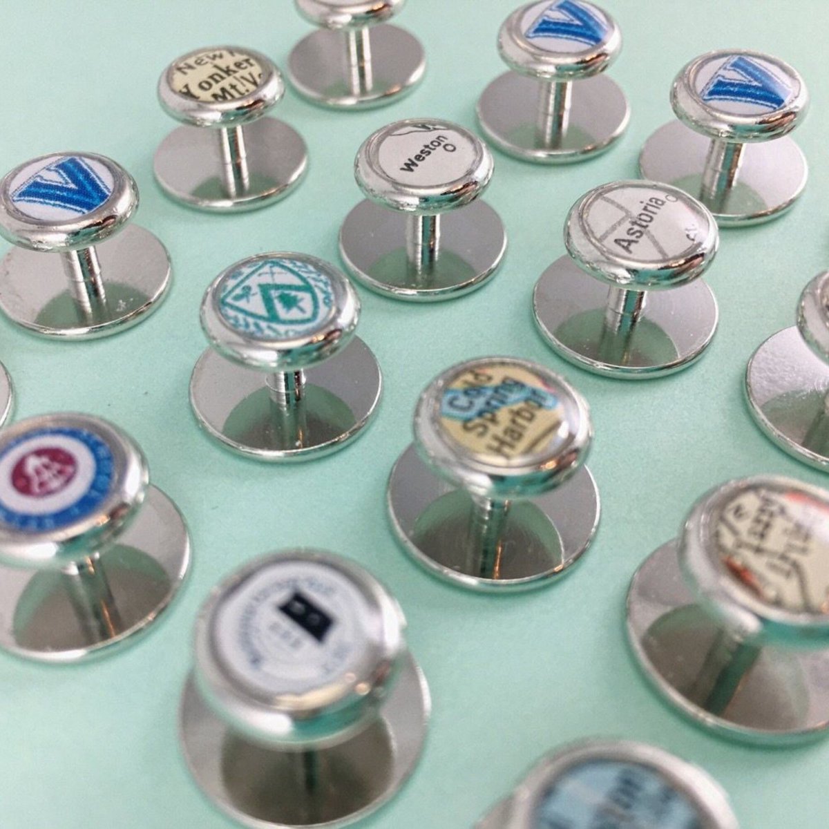 Tuxedo studs using custom map of your choice. #groomsmengifts #springwedding #graduationgifts