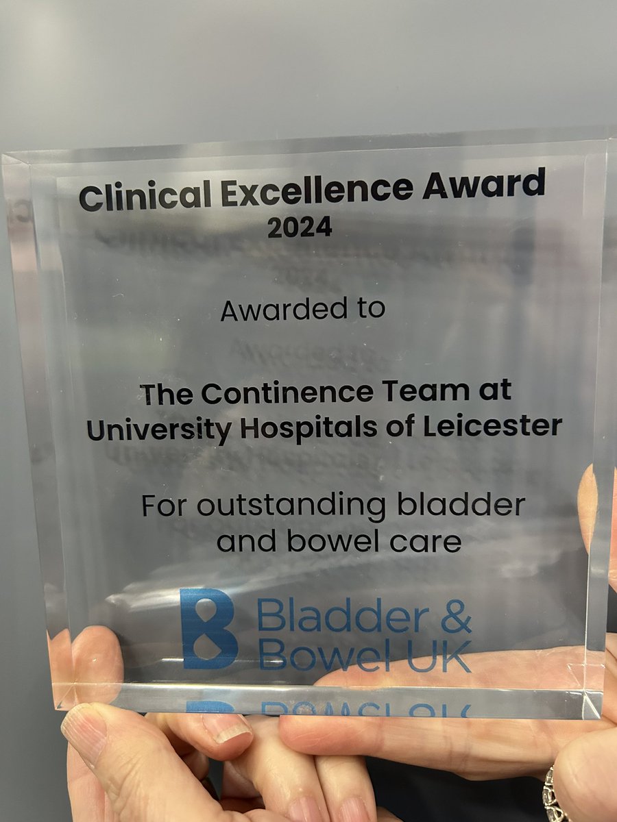 UHLContinence's tweet image. Proud to have received the award for clinical excellence in Bladder and Bowel care from @BladderBowelUK for the current QI project. #harmfreecare.