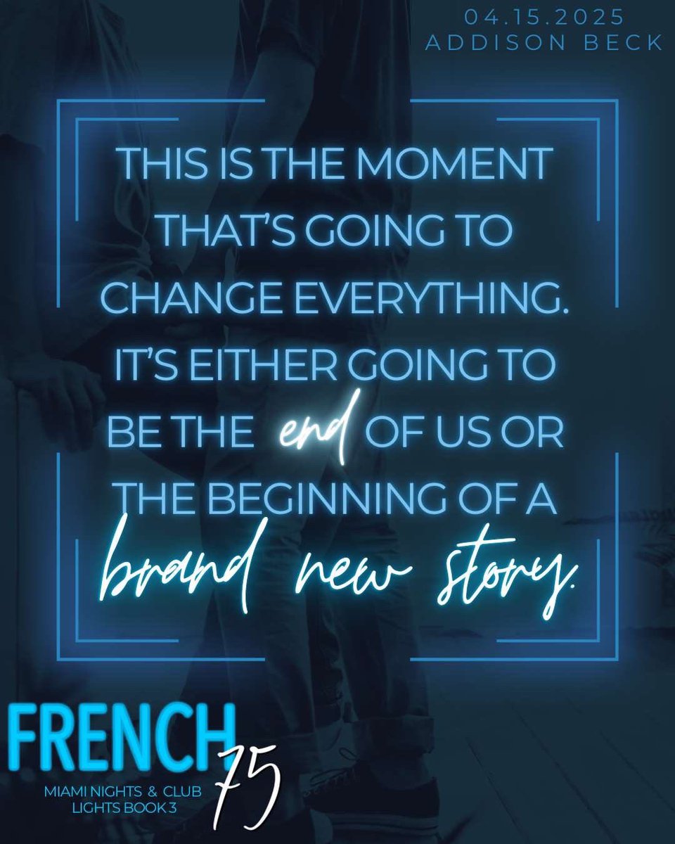 Return to Club ❌⭕️ on April 15th for Cass and Skylar’s story!

🌴 French 75 🌴 by @addisonbeckromance is the third book in the Miami Nights and Club Lights series 📚 

✨ Preorder Now!

#comingsoon #bookteaser #addisonbeck #french75 #cassandskylar #miaminightsandclublights