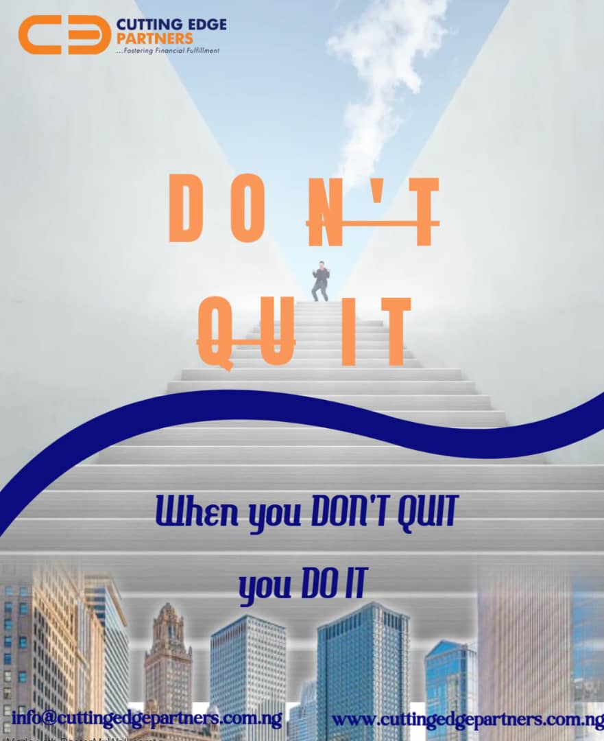 cuttingedgeng's tweet photo. Don't Quit

Every setback is a setup for a comeback. Every failure is a lesson for success

Don't give up, even when the road gets tough. Keep pushing and keep believing

You are stronger and capable.

DON'T QUIT
You can DO IT

#doit #dontquit #wealthbuilding #financialconsultant https://t.co/5ihDVzZZkD