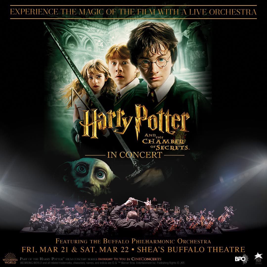 BuffaloPhilharmonicOrchestra (@bporchestra) on Twitter photo We're excited to present two performances of Harry Potter and the Chamber of Secrets™ in Concert at Shea's Performing Arts Center this weekend! Get your tickets for Friday, March 21 and Saturday, March 22 at sheasbuffalo.org. <a href="/CineConcertsLLC/">CineConcerts</a> We're excited to present two performances of Harry Potter and the Chamber of Secrets™ in Concert at Shea's Performing Arts Center this weekend! Get your tickets for Friday, March 21 and Saturday, March 22 at sheasbuffalo.org. <a href="/CineConcertsLLC/">CineConcerts</a>