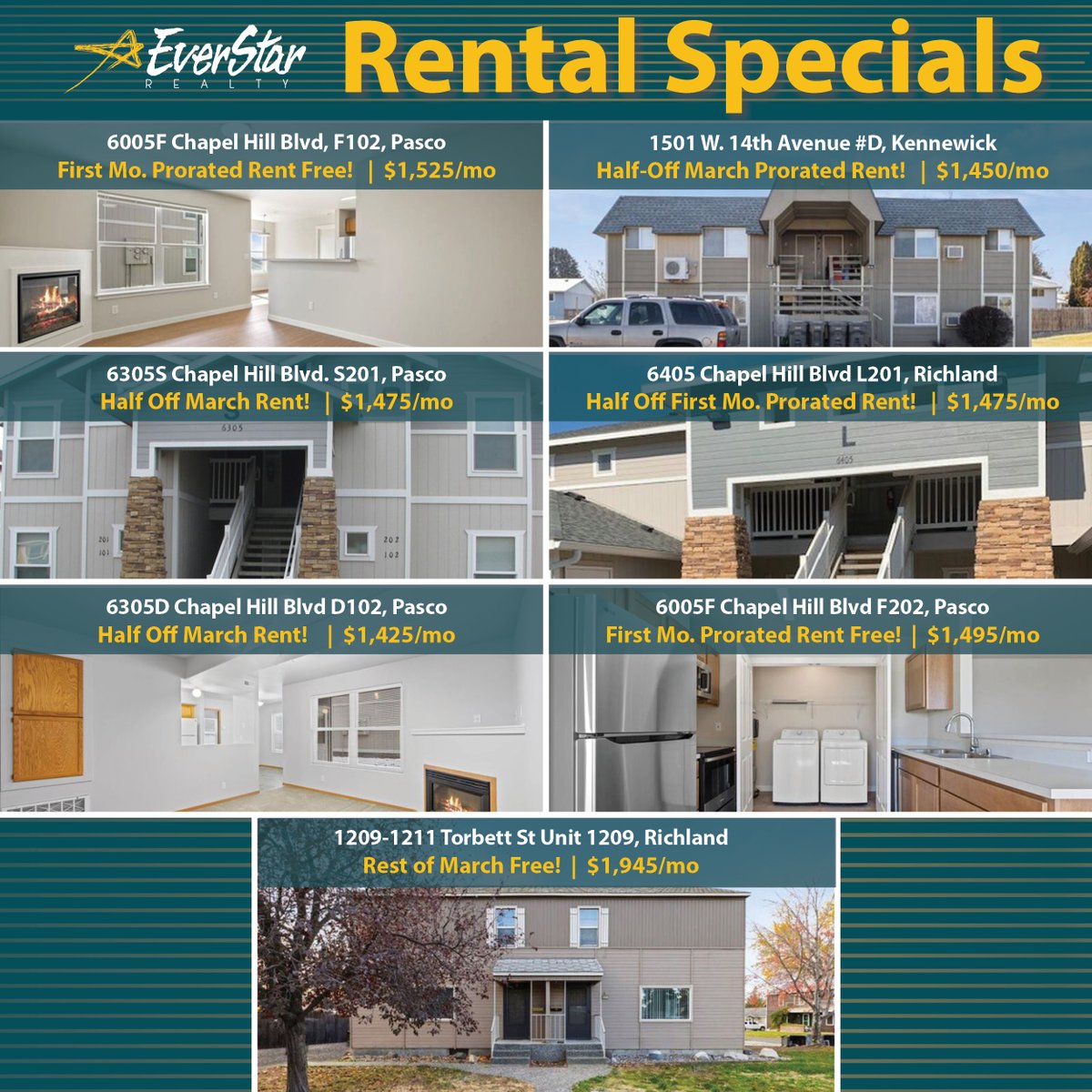 EverStar_Realty's tweet photo. We've got lots of specials to discover! Find full details on any of these here: https://t.co/03FEVnNkXn

#tricitieswa #pnwrealestate https://t.co/1vsGbQGnQP