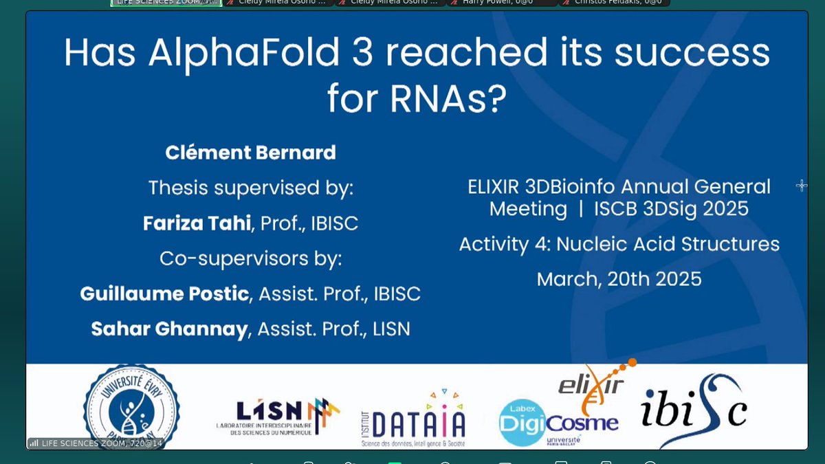 3DSIG_ISCB's tweet photo. 🔹 Clément Bernard – Has AlphaFold 3 reached its success for RNAs?
#3DBioinfo #3DSIG #elixir https://t.co/VzB61BHLnX