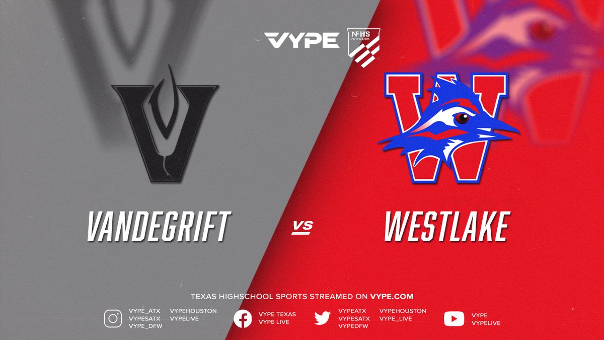 VYPE Live (@vype_live) on Twitter photo 7PM | NFHS - 6A D2 Boys Soccer Bi-district: Vandegrift vs. Westlake @vypeatx <a href="/Vipersoccer/">Vandegrift Menβs Soccer</a> <a href="/whschapsoccer/">Westlake Boys Soccer</a> <a href="/Westlake_Nation/">WestlakeNation</a> <a href="/NFHSNetwork/">NFHS Network</a> <a href="/NFHS_Org/">NFHS</a> #txhsboyssoccer β½οΈπΊποΈ
WATCH: vype.com/7pm-nfhs-6a-d2β¦ 7PM | NFHS - 6A D2 Boys Soccer Bi-district: Vandegrift vs. Westlake @vypeatx <a href="/Vipersoccer/">Vandegrift Menβs Soccer</a> <a href="/whschapsoccer/">Westlake Boys Soccer</a> <a href="/Westlake_Nation/">WestlakeNation</a> <a href="/NFHSNetwork/">NFHS Network</a> <a href="/NFHS_Org/">NFHS</a> #txhsboyssoccer β½οΈπΊποΈ
WATCH: vype.com/7pm-nfhs-6a-d2β¦
