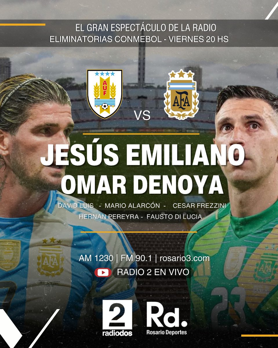 Los esperamos este viernes desde las 20 por <a href="/radio2rosario/">Radio2 AM1230</a> en el gran espectáculo de la radio con <a href="/JesusEmilianoOk/">Jesús Emiliano</a> y gran equipo