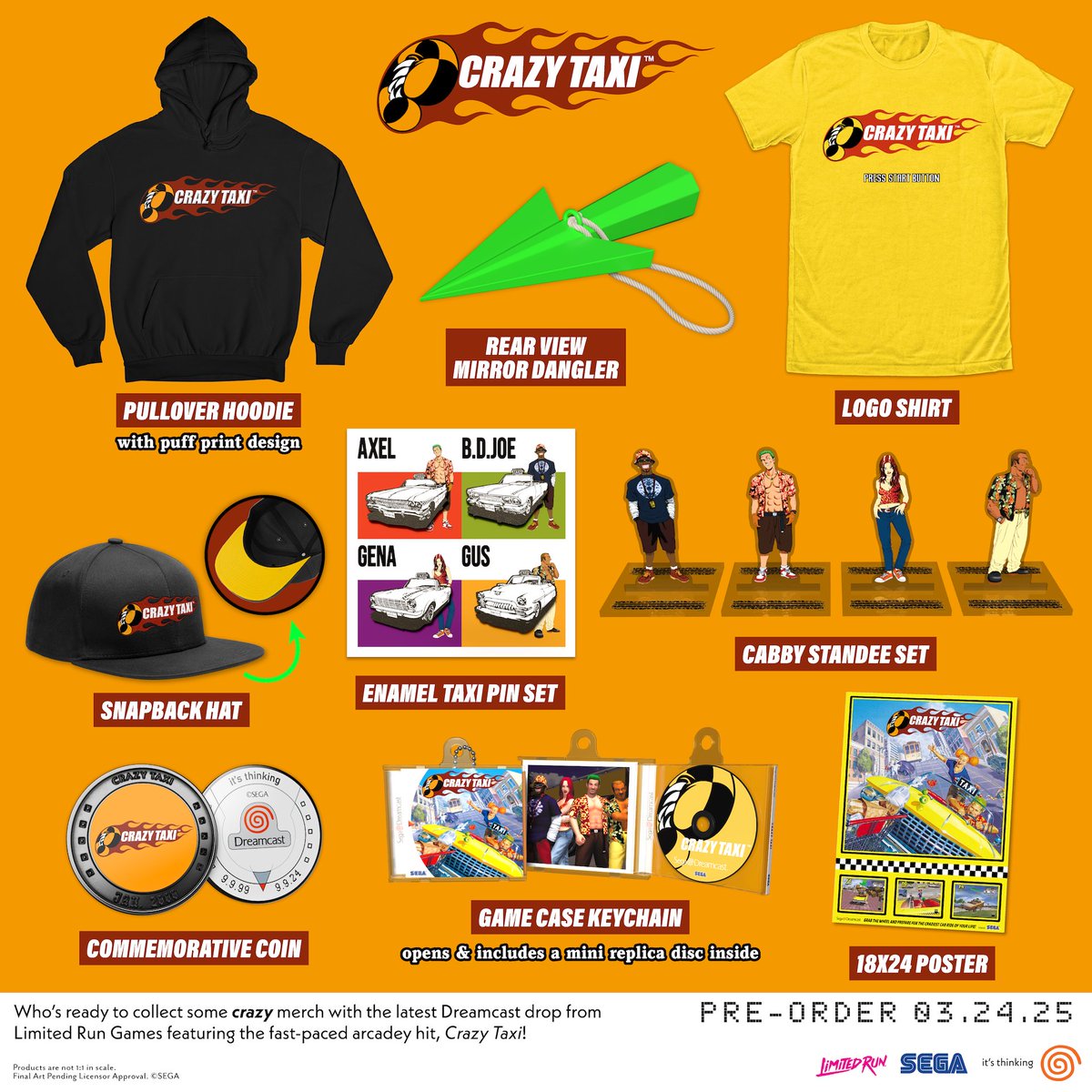 Prepare for the craziest cab ride of your life!
Celebrate SEGA’s arcade racing classic with this brand-new merch collection! With shirts, hats, pullovers, and more, this is the ultimate Crazy Taxi collection! bit.ly/4icJmJr