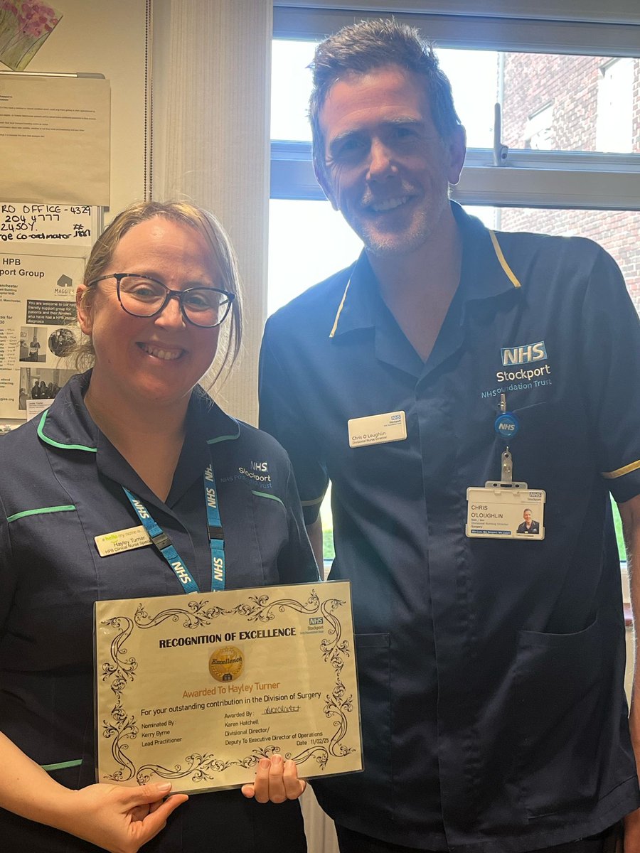 Thank you to the surgical division for my recognition in excellence award. Thanks to Kerry for the nomination, it's very kind <a href="/ChrisOL05142560/">Chris O'Loughlin</a> <a href="/michmdavies/">Michelle Davies</a> <a href="/StockportNHS/">Stockport NHS FT</a> <a href="/GastroNW/">Wisam Jafar 💙</a>