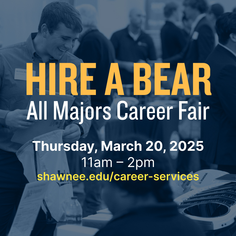 SSUAlumni's tweet image. Head to the Morris University Center Ballroom today between 11 AM and 2 PM to network with fellow #ShawneeStateAlumni, area employers, and current students on the job hunt! 🐻🎓

 #ShawneeState #AlumniEvent #CareerDevelopment #CareerFair #SSUAlumni