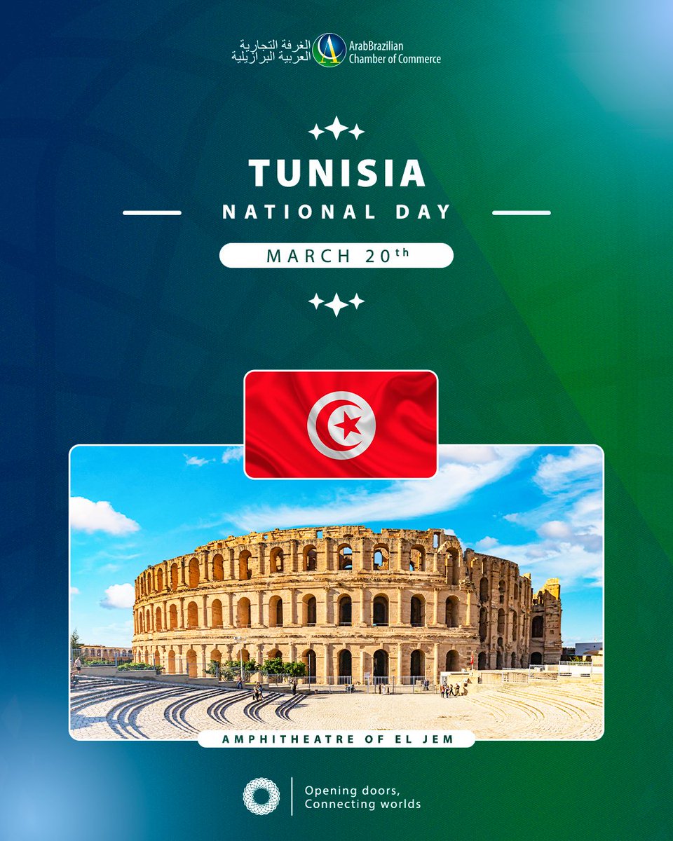 abcc_mea's tweet photo. The Arab-Brazilian Chamber of Commerce extends its warmest congratulations and best wishes to the Tunisian people on the occasion of the Independence Day of Tunisia https://t.co/zmzDn7tJEN