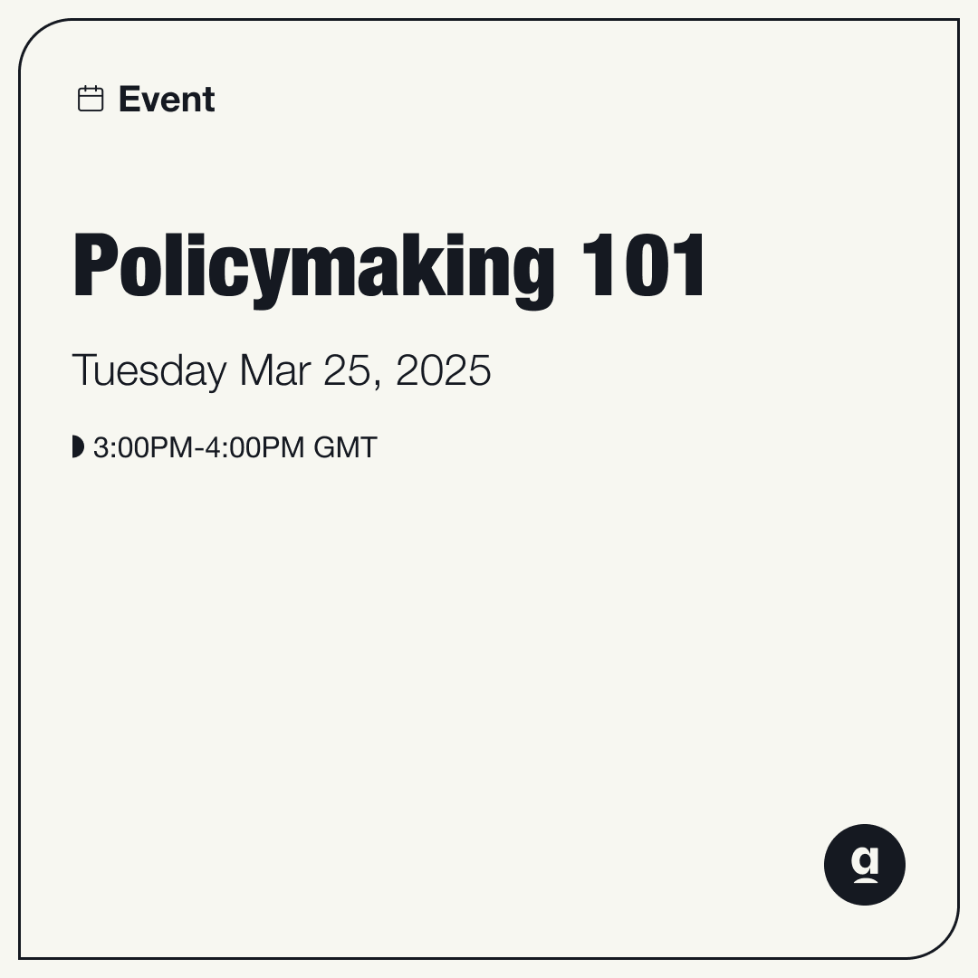 apoliticalco's tweet image. There's just a day left to sign up for our event tomorrow - Policymaking 101: A Back-to-Basics Masterclass! 💪 Our expert speakers will break down the policymaking process—step-by-step. Don’t miss it! Register here - lnkd.in/eDKccET7

#Policymaking