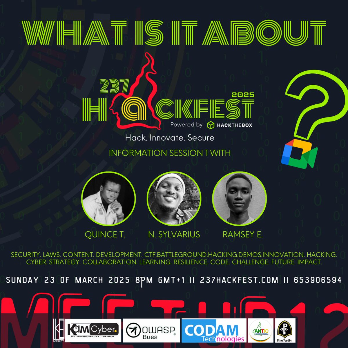hackthebox_cm's tweet photo. En Route to #237hackfest!!!!🔥 Join us this Sunday for a live Info session on everything 237hackfest. Can't wait to see you there😎

RSVP : https://t.co/LlIpjvdRHn https://t.co/IoZbSHnrlI