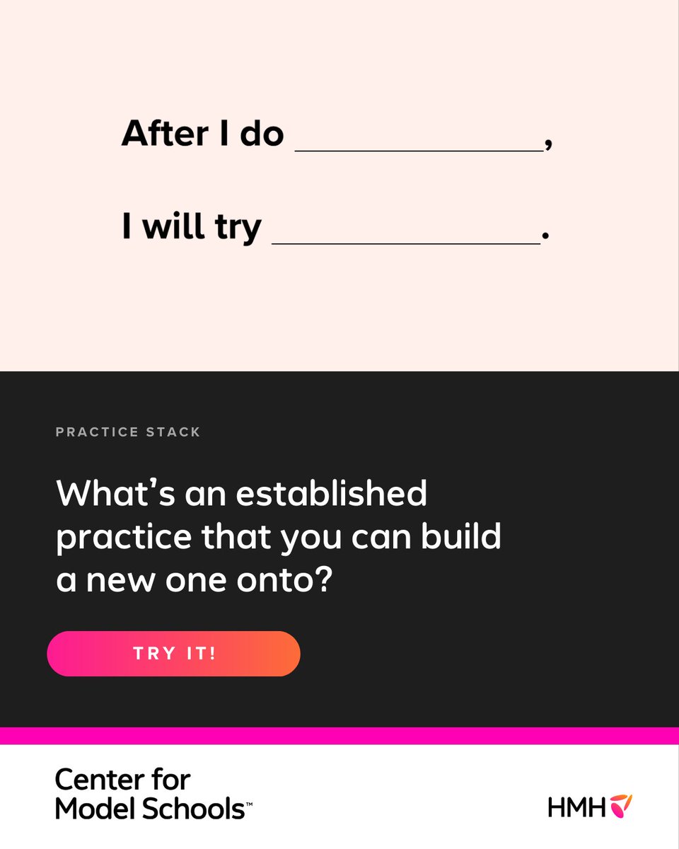 Trying something new can often feel like “one more thing.”

Try stacking practices to connect a new behavior to something that’s already going well.

#leadership #teaching #learning #principals #MSC2025