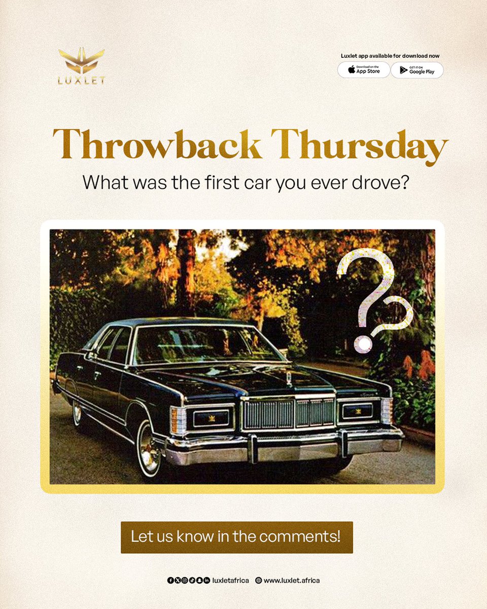 luxletafrica's tweet photo. Do you remember your first car?
Which model was it?
Let us know in the comments section.
#LuxLet #luxury #luxurycars #cars #lagos #carsofinstagram #automobile #classiccar #automotive
#raceway #electricvehicles #nigeriacars #limousine https://t.co/BDDGS9Ynlp