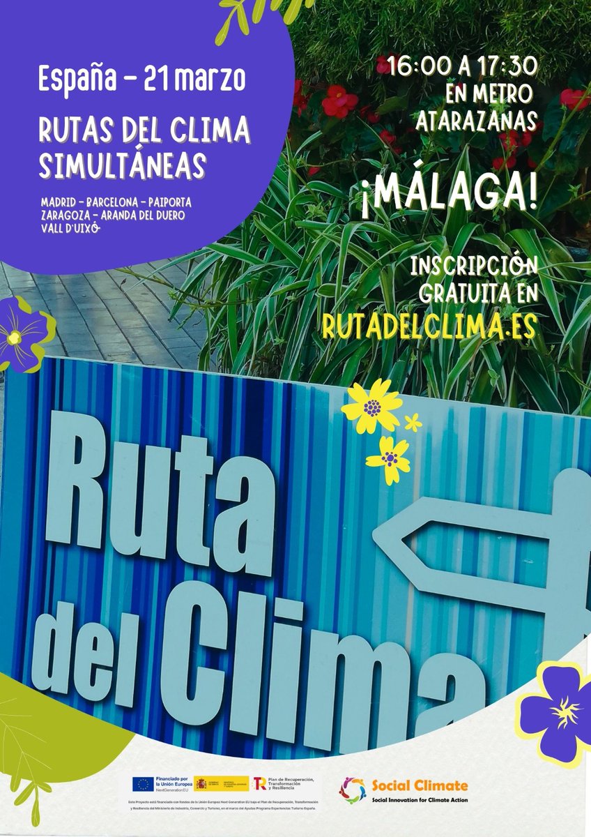 rutaclima's tweet photo. ¡Mañana en #Madrid #barcelona #paiporta #Málaga y +: #rutadelclima! #climatewalk #euclimatepact #myworldourplanet
@ChusPangea @ClimaticosSpain @P_Recuperacion @socialclimateeu @aethnic @LowCarbonECO https://t.co/Qhtd275PDP