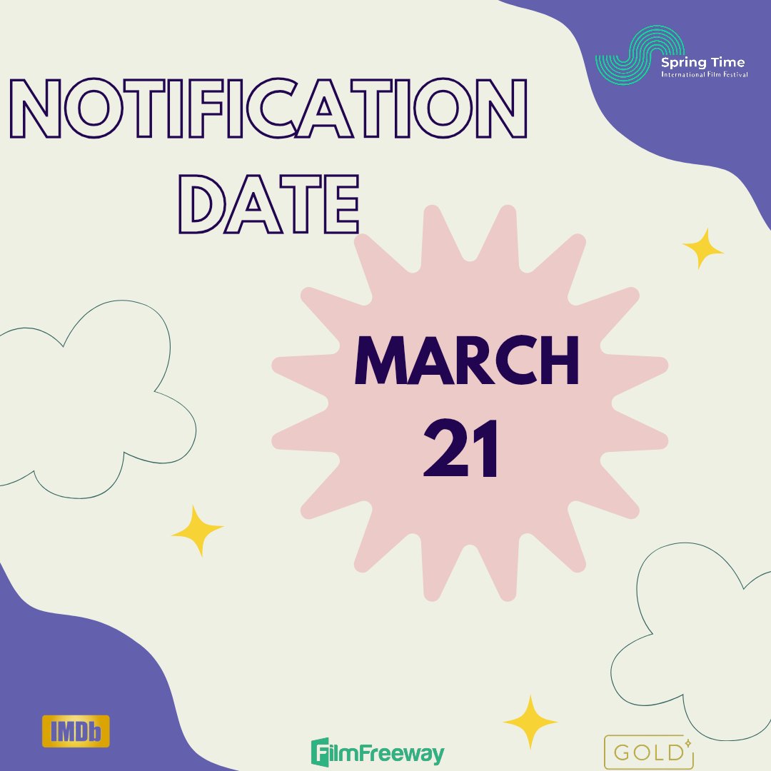 Springtime_iff's tweet image. Our notification date is tomorrow! 

#sptiff #springtime_iff #filmfreeway #filmfestival