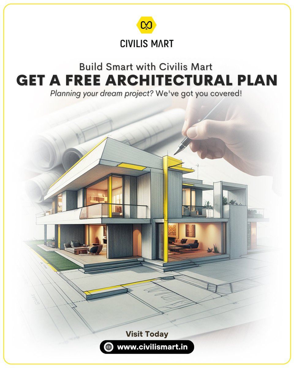CivilisMart's tweet image. Got a dream project in mind? 🏗️ Get a FREE architectural plan and start building smart today!

Just the first step towards your dream home.
Visit: civilismart.in

#civilismart #constructionmaterial #purchaseonline #architecturalplan #freearchitecturalplan
