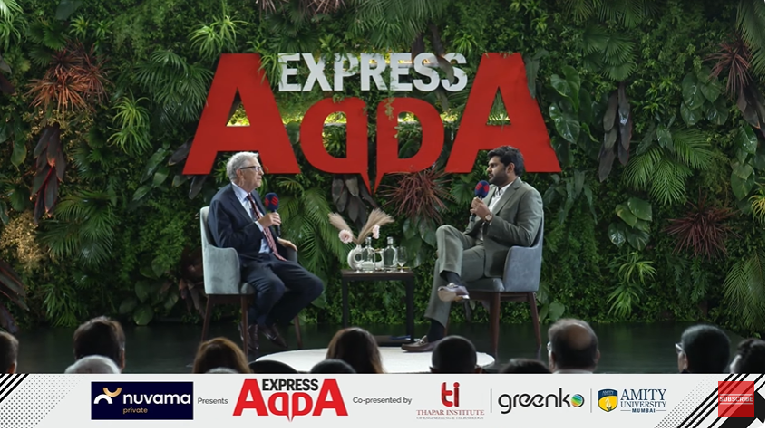 24FramesDigital's tweet photo. The much-awaited Express Adda With Bill Gates is now streaming live!

Watch here: https://t.co/g64Ap7PeaB

#24FramesDigital #IndianExpress #TechRevolution #Event #ArtificalIntelligence #ExpressAdda https://t.co/IeIOMUpa4f