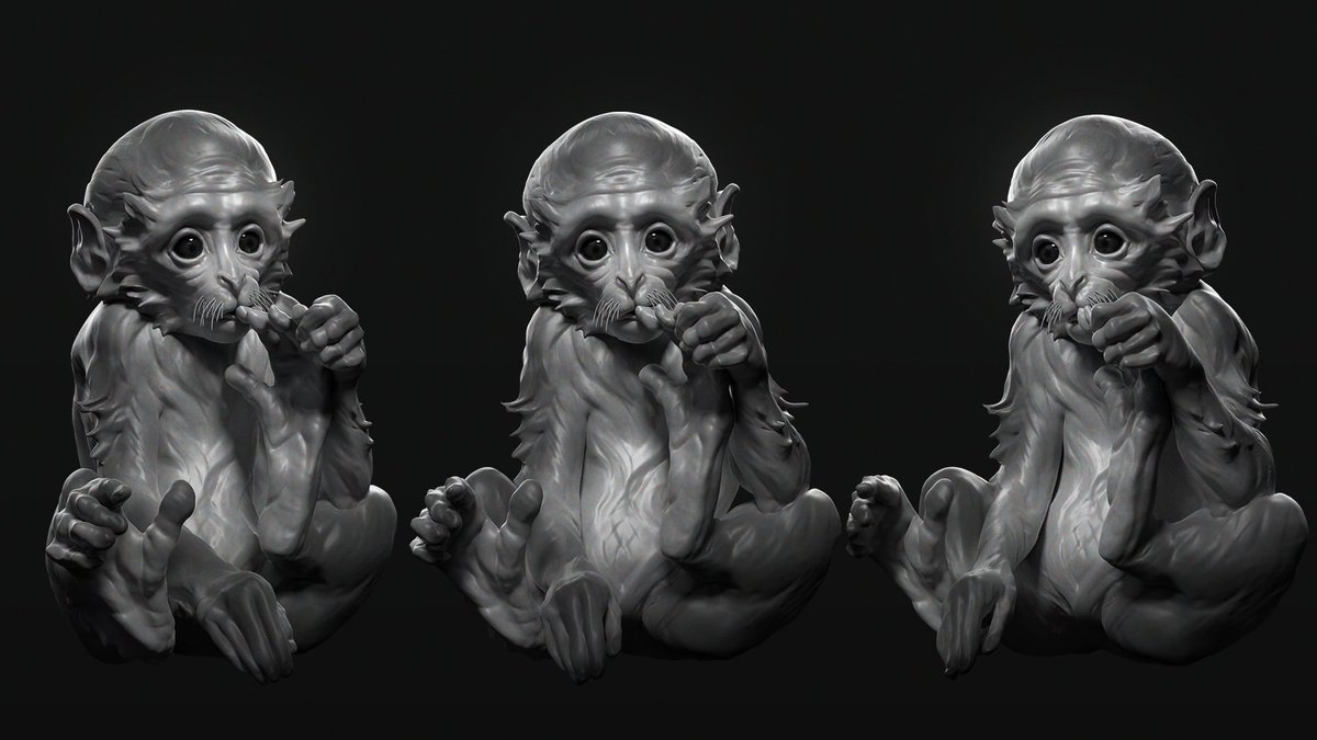 3dbaka's tweet image. Speed sculpt of a monkey I created in 1.5 hours! 🐒
Check out my tutorial for tips on sculpting and rendering in Marmoset✨ #3DArt #ZBrush #Marmoset #SpeedSculpting #ZBrushTutorial #3DArt #CharacterModeling #ArtTips

youtube.com/watch?v=CR54to…