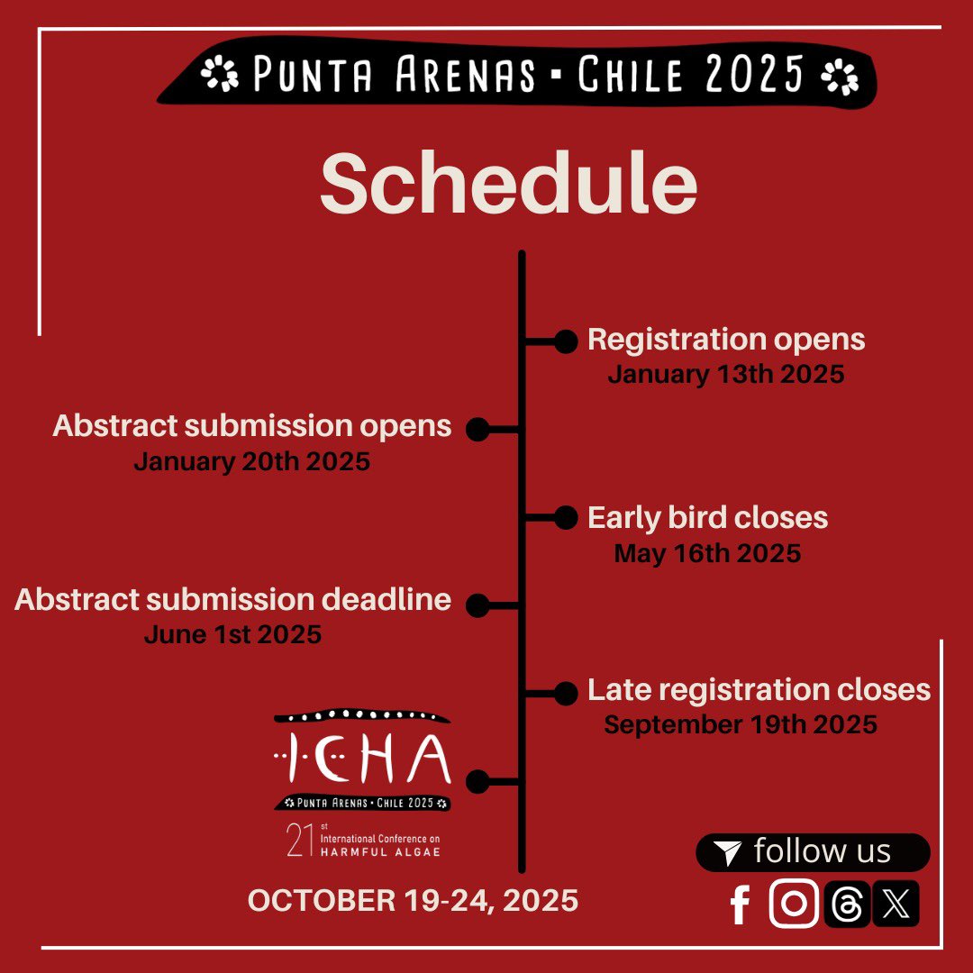 ICHA_2025's tweet photo. See you at ICHA2025!!..

🗓️October 19-24, 2025

#puntaarenaschile 
#patagoniachile 
#harmfulalgaeblooms https://t.co/Gr7s5OqGtY