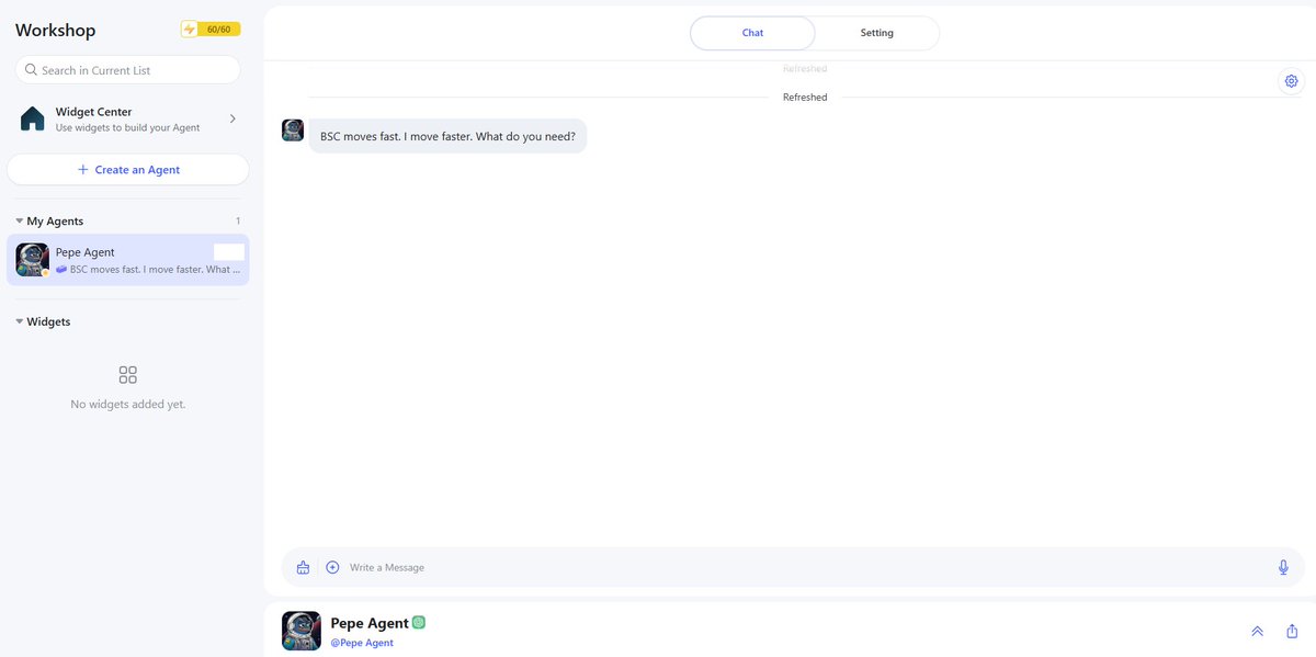 moonlabs_io's tweet photo. 🐸🟣@pepe_agentbsc has been installed on @myshell_ai🟣🐸

A perfect start. Let Pepe Agent answer your questions. https://t.co/kI5gqNZ9WM