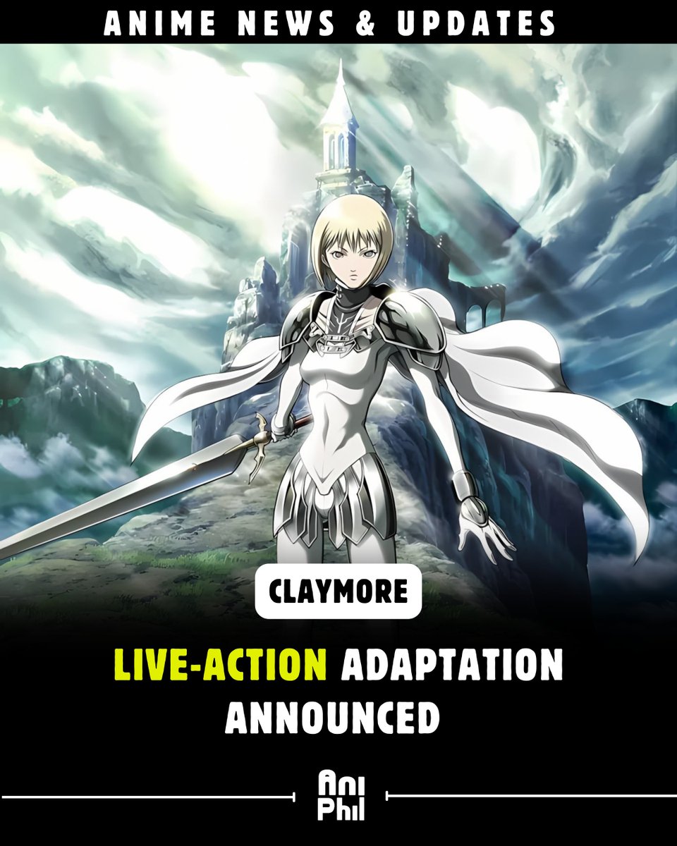 Aniphilco's tweet photo. Claymore | Live-Action Announced 

Masi Oka to transform the iconic dark fantasy manga into a Live Action Adaptation.

Who's your choice for ideal lead? 
Studio: CBS Studios

#Aniphilco #Claymore #LiveAction #DarkFantasy #MasiOka #CBSStudios #MangaAdaptation #AnimeToLiveAction https://t.co/GDExc22vp7