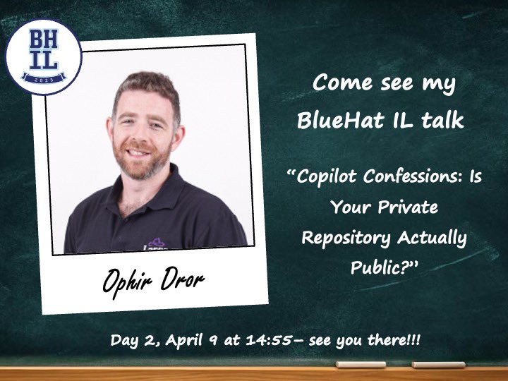 I’m happy to share that I’ll be speaking at this year’s Microsoft’s <a href="/BlueHatIL/">BlueHat IL</a> with the amazing <a href="/BLanyado/">bar lanyado</a>. 

April 9. 14:55. Tel Aviv Port.