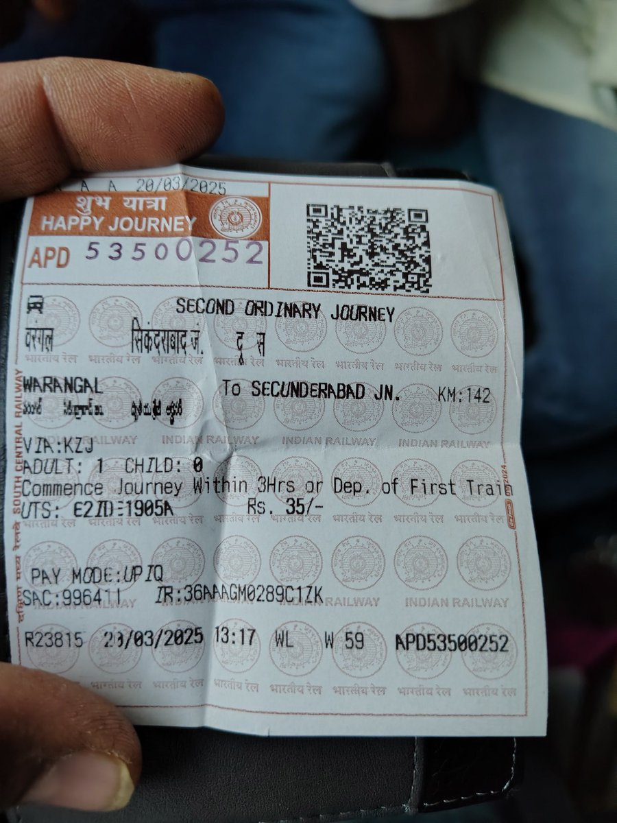 srikanth3303555's tweet photo. @SCRailwayIndia @drmsecunderabad Dear @drmsecunderabad @SCRailwayIndia @RailwaySeva boarded #67762wl to secbad pushpull at 1.25pm on wl but still yet it didn't reached secbad it's been #5hours for #142kms journey and u guys showcasing to @AshwiniVaishnaw sir about 94%#punctuality see below #ticket https://t.co/X7e3uuOF19