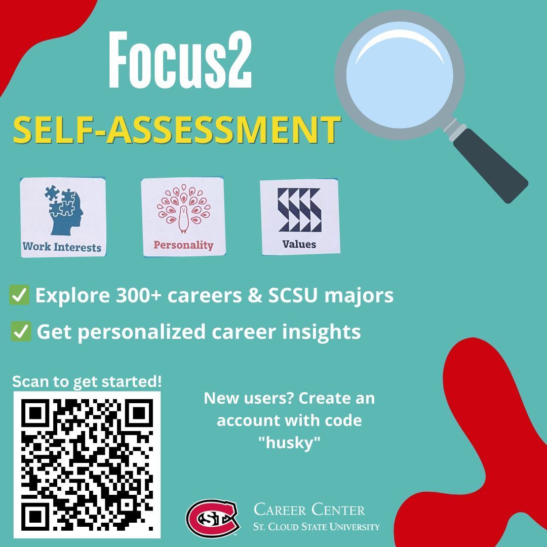 SCSUCareer's tweet photo. 🔍 Not sure which major or career is right for you? Start with Focus 2! This interactive self-assessment tool helps you explore majors and careers that align with your interests, personality, values, and skills.
 
Get started here: https://t.co/8KBv5z6DBh 

#Focus2 #CareerCenter https://t.co/EswOtFipW2