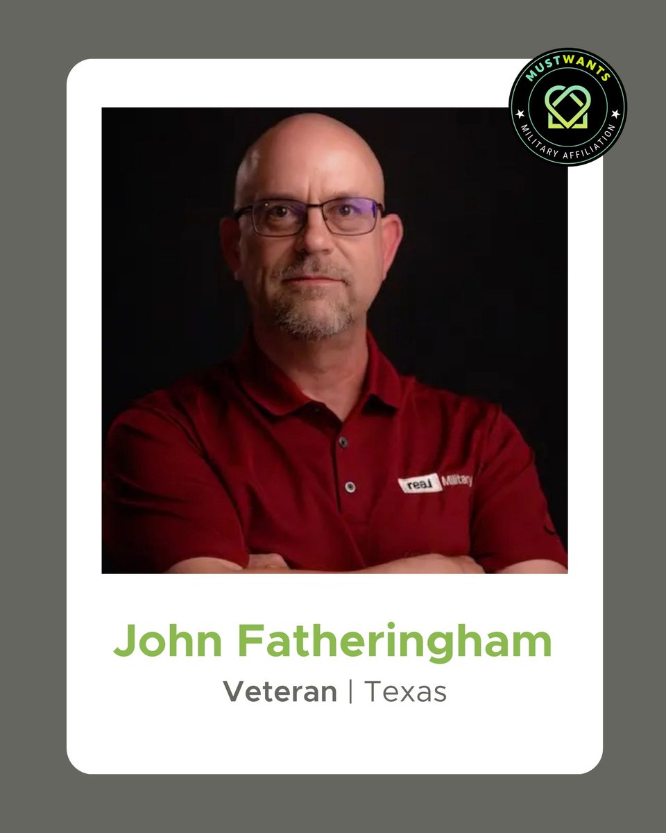 🌟 Meet John! Our vetted real estate agent understands military relocations and is here to assist you. Whether you're preparing for your next PCS or looking to settle down, John is ready to help!

Discover your local vetted agent at mustwants.com/find-a-pro/vet….

#MilitaryCommunity