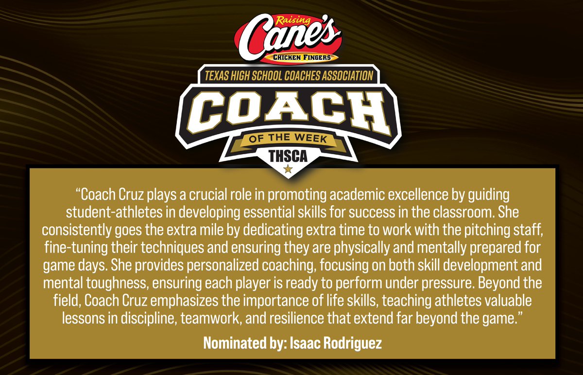 THSCA (@thscacoaches) on Twitter photo Congratulations to <a href="/raisingcanes/">Raising Cane's</a> Coach of the Week, Julia Cruz from Lehman High School!๐ You make us #THSCAProud!
<a href="/LehmanLobosAth/">LHS Lobos Athletics</a> | <a href="/LadyLobosSB/">Lehman Lady Lobo Softball</a> Congratulations to <a href="/raisingcanes/">Raising Cane's</a> Coach of the Week, Julia Cruz from Lehman High School!๐ You make us #THSCAProud!
<a href="/LehmanLobosAth/">LHS Lobos Athletics</a> | <a href="/LadyLobosSB/">Lehman Lady Lobo Softball</a>