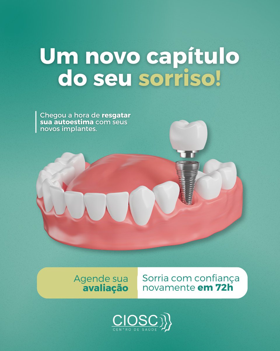 CIOSCSC's tweet photo. Um novo sorriso, uma nova fase na sua vida!

Os implantes dentários são a solução definitiva para recuperar a estética e a funcionalidade do seu sorriso, trazendo mais confiança e qualidade de vida. https://t.co/GLBIgz57JS